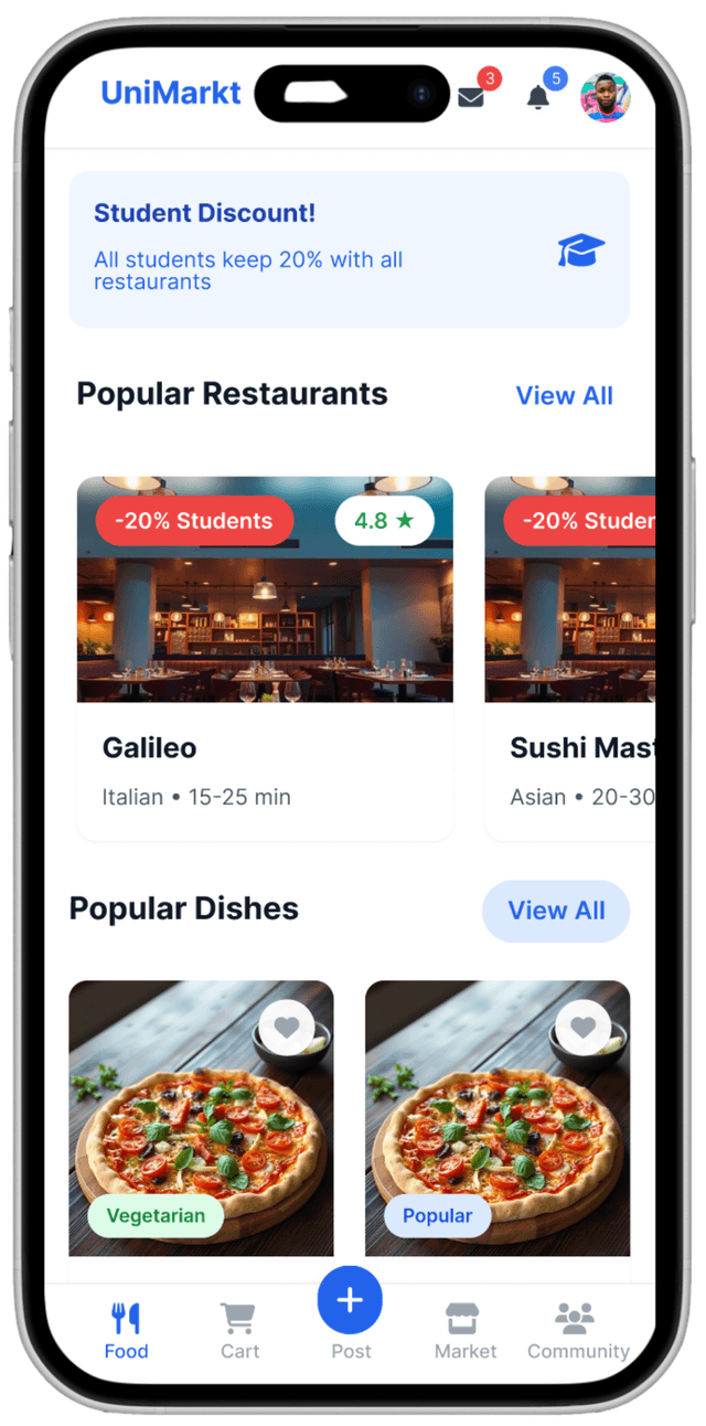 UniMarkt App Screen 1