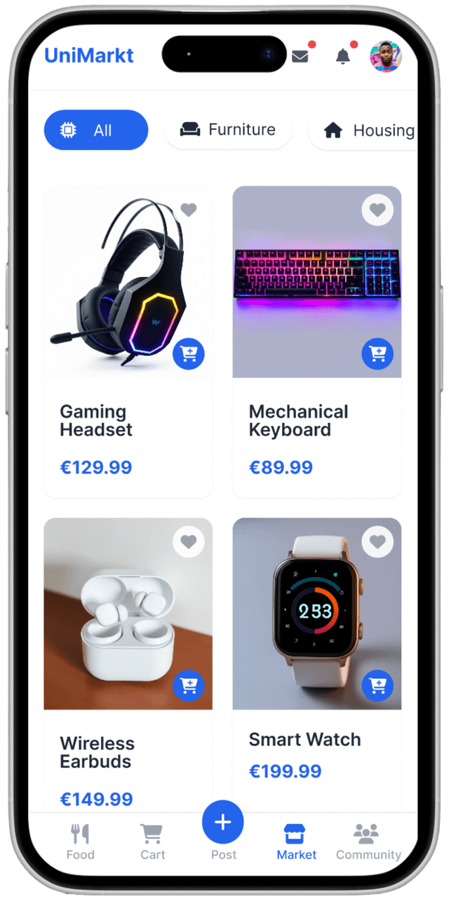 UniMarkt App Screen 2
